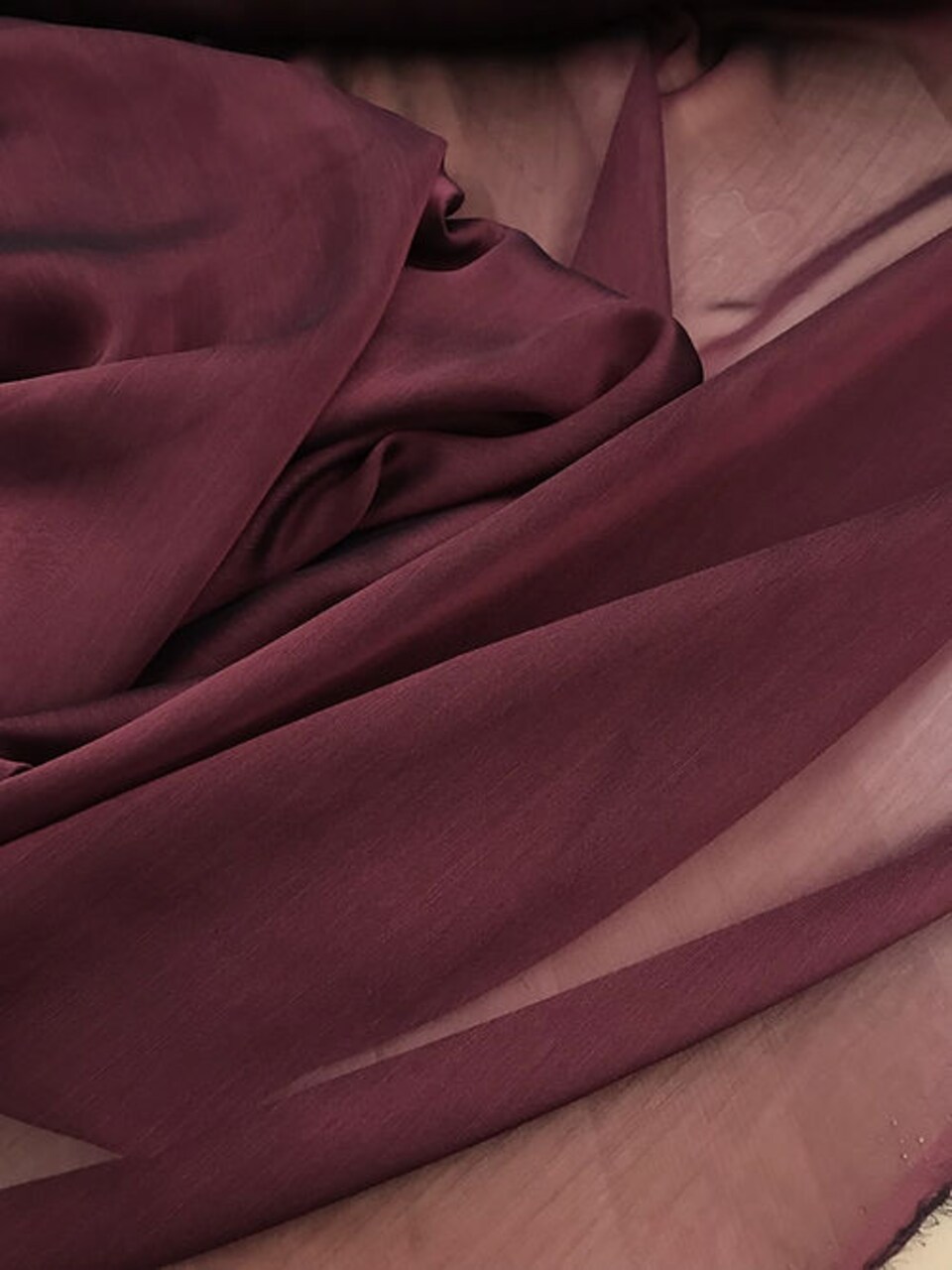 1 Yard Burgundy Two-Tone Chiffon Fabric 58/59" Wide Sheer Polyester Material